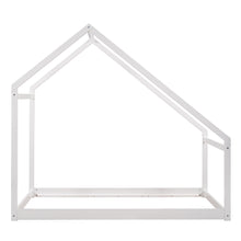 Load image into Gallery viewer, iRerts Twin House Bed with Roof, Wood Kids Twin Bed Frame House Bed, Toddler House Bed Frame for Boys Girls, Twin Floor Bed Frame for Kids Bedroom Living Room, White