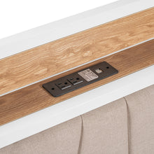 Load image into Gallery viewer, iRerts Full Bed Frame with Trundle, Metal Full Platform Bed Frame with Upholstered Headboard, USB Ports and Socket, Bed Frame Full Size for Kids Teens Adults Bedroom, No Box Spring Needed, White