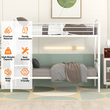 Load image into Gallery viewer, iRerts Twin Over Twin Bunk Bed, Metal Bunk Bed Twin Over Twin for Kids Teens Adults, 2 in 1 Convertible Bunk Bed with Safety Guard Rails, Twin Bunk Bed for Small Rooms Bedroom Dormitory, White