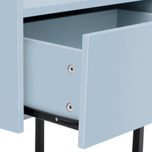 Load image into Gallery viewer, iRerts Side Table with Charging Station, Wood Nightstand with Drawer, USB Charging Ports and Black Handle, Modern Storage Bedside Table End Table for Bedroom Living Room, Blue