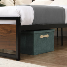 Load image into Gallery viewer, iRerts Queen Platform Bed Frame with Headboard, Industrial Metal Queen Bed Frame with Slat Support, Modern Bed Frame Queen Size for Adults Teens Kids Bedroom, No Box Spring Needed, Brown
