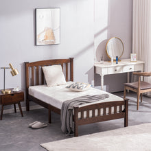 Load image into Gallery viewer, iRerts Twin Bed Frame with Headboard, Solid Wood Twin Platform Bed Frame with Wood Slats, Twin Size Bed Frame for Adults Teens Kids Bedroom, No Box Spring Needed, Walnut