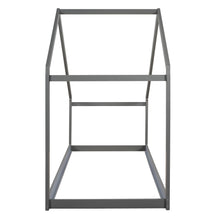 Load image into Gallery viewer, iRerts Twin House Bed with Roof, Wood Kids Twin Bed Frame House Bed, Toddler House Bed Frame for Boys Girls, Twin Floor Bed Frame for Kids Bedroom Living Room, Gray