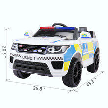 Load image into Gallery viewer, 12V Ride on Police Cars with Remote Control, iRerts Battery Powered Electric Vehicles for Kids Boys Girls Gifts, Kids Ride on Toys with Siren and Music, Kids Electric Cars for 3-5 Years Old, White