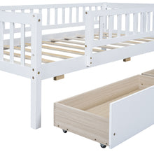 Load image into Gallery viewer, iRerts Daybed with Storage Drawers, Wood Twin Daybed Frame for Kids Teens Adults, Twin Size Daybed Frame with Fence Guardrails, Twin Size Platform Bed Frame for Bedroom, No Box Spring Needed, White