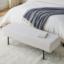 Load image into Gallery viewer, iRerts Bench Seat, 47.5" Fabric Upholstered Bench Ottoman Bench, Couch Long Bench Ottoman with Steel Legs, Modern Entryway Bench Bed Bench for Entryway Dining Room Living Room Bedroom, White