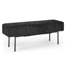 Load image into Gallery viewer, iRerts Bench Seat, 45" Fabric Upholstered Bench Ottoman Bench, Couch Long Bench Ottoman with Steel Legs, Modern Entryway Bench Bed Bench for Entryway Dining Room Living Room Bedroom, Black