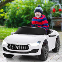 Load image into Gallery viewer, iRerts Black 12V Maserati Battery Powered Ride on Cars Toys with Remote Control, LED Headlights, Music, Horn for Kids Boys Girls Birthday Gifts