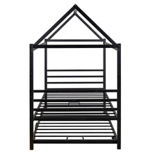 Load image into Gallery viewer, iRerts Twin Size Metal House Shape Bed Frame with Trundle, Modern Twin Platform Bed Frame with Metal Slats, Twin Bed Frame No Box Spring Needed, Twin Size Bed Frame for Kids Bedroom, Black