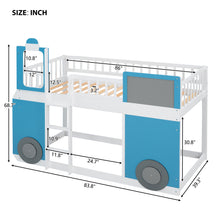 Load image into Gallery viewer, iRerts Wood Kids Loft Bed for Boys Girls, Train Shape Twin Size Loft Bed Frame with Window, Ladders and Guardrails, Spacious Under Bed Space, Playhouse Twin Loft Beds Bedroom Furniture, Blue