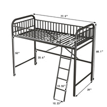 Load image into Gallery viewer, iRerts Black Loft Bed Twin Size, Twin Metal Loft Bed for Kids Teens, Twin Size Loft Bed with Ladder, Full-Length Guardrails, No Box Spring Needed, Modern Twin Loft Bed for Bedroom, Dorm, Guest Room
