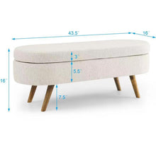 Load image into Gallery viewer, iRerts Storage Bench, Modern Fabric Storage Ottoman End of Bed Bench, Wood Frame Bedroom Storage Bench Footstool with Rubber Wood Legs, Ottoman Bench with Storage for Living Room Bedroom, Beige
