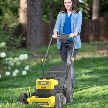 Load image into Gallery viewer, PowerSmart Push Lawn Mower, 80V 21 Inch Cordless Lawn Mower with Bag, 5 Adjustable Heights, 3-in-1 Electric Lawn Mower Battery Powered, Folding Lawn Mower for Backyard Garden Park Lawn, Bright Yellow