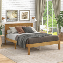 Load image into Gallery viewer, iRerts Full Platform Bed Frame with Headboard, Solid Wood Full Bed Frame for Adults Teens kids, Modern Full Size Bed Frame with Slat Support for Bedroom Apartment, No Box Spring Needed, Light Brown
