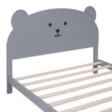 Load image into Gallery viewer, iRerts Full Bed Frame for Kids Boys Girls, Wood Full Platform Bed Frame with Bear-shaped Headboard and Footboard, Bed Frame Full Size with Slats Support, No Box Spring Needed, Gray