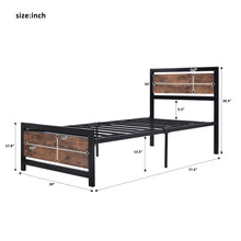 Load image into Gallery viewer, iRerts Metal Twin Platform Bed Frame with Headboard and Footboard, Heavy Duty Twin Bed Frame with Metal Slat Support, No Box Spring Needed, Industrial Twin Size Bed Frames for Bedroom, Black