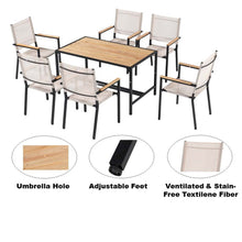 Load image into Gallery viewer, Outdoor Patio Furniture Sets, 7 Piece Outdoor Wicker Conversation Set with Acacia Wood Table Top, Rattan Outdoor Dining Table Set, Durable Outdoor Furniture Sets with Cushion for Lawn Backyard, Brown
