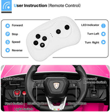 Load image into Gallery viewer, iRerts 12V Ride on Toys for Boys Girls, Licenced Lamborghini Electric Battery Powered Ride on Cars with Remote Control, LED Light, Radio, USB Port, AUX