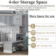 Load image into Gallery viewer, iRerts Full Over Full Bunk Bed, Wood Bunk Beds Full over Full with 2 Drawers and Staircases, Convertible into 2 Beds, Bunk Beds for Kids Teens Adults, Bunk Bed for Bedroom, No Box Spring Needed, White