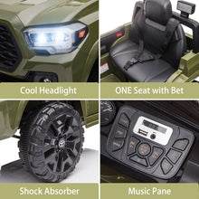 Load image into Gallery viewer, Licensed Toyota Tacoma 12V Battery Powered Ride on Cars with Remote Control, Electric Ride on Vehicles for Kids Boys Girls, Ride on Truck Toys with USB, AUX, MP3, FM Function, LED Headlight