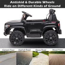Load image into Gallery viewer, iRerts Black 12V Toyota Tacoma Powered Ride On Cars with Remote Control, USB, AUX, MP3, FM Function, LED Headlight