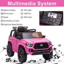 Load image into Gallery viewer, Licensed Toyota Tacoma 12V Battery Powered Ride on Cars with Remote Control, Electric Ride on Vehicles for Kids Boys Girls, Ride on Truck Toys with USB, AUX, MP3, FM Function, LED Headlight