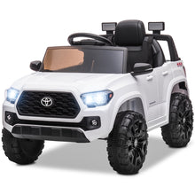Load image into Gallery viewer, Licensed Toyota Tacoma 12V Battery Powered Ride on Cars with Remote Control, Electric Ride on Vehicles for Kids Boys Girls, Ride on Truck Toys with USB, AUX, MP3, FM Function, LED Headlight