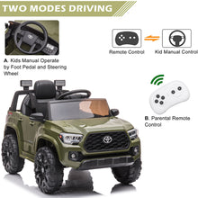 Load image into Gallery viewer, Licensed Toyota Tacoma 12V Battery Powered Ride on Cars with Remote Control, Electric Ride on Vehicles for Kids Boys Girls, Ride on Truck Toys with USB, AUX, MP3, FM Function, LED Headlight