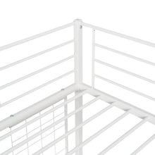 Load image into Gallery viewer, iRerts Twin Loft Bed Frame, Modern Twin Metal Loft Bed with Desk and Metal Grid, Twin Loft Bed with Ladder and Guardrail, No Box Spring Needed, Twin Size Loft Bed for Bedroom Apartment, White