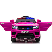 Load image into Gallery viewer, 12V Ride on Police Cars with Remote Control, iRerts Battery Powered Electric Vehicles for Kids Boys Girls Gifts, Kids Ride on Toys with Siren and Music, Kids Electric Cars for 3-5 Years Old, Pink