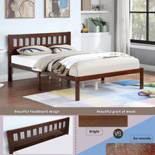 Load image into Gallery viewer, iRerts Wood Full Bed Frame, Modern Full Platform Bed Frame with Headboard, Wood Support Slats, Full Size Bed Frame No Box Spring Needed, Bed Frame Full Size for Kids Teens Adults Bedroom, Dark Walnut