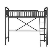 Load image into Gallery viewer, iRerts Black Loft Bed Twin Size, Twin Metal Loft Bed for Kids Teens, Twin Size Loft Bed with Ladder, Full-Length Guardrails, No Box Spring Needed, Modern Twin Loft Bed for Bedroom, Dorm, Guest Room