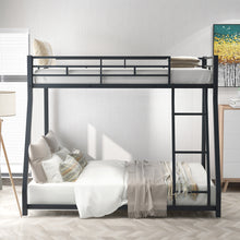 Load image into Gallery viewer, iRerts Twin Over Full Bunk Bed for Kids Teens Adults, Metal Twin Over Full Bunk Bed with Slats Support, Heavy Duty Low Floor Bunk Bed Twin Over Full for Bedroom Dorm, No Box Spring Needed, Black