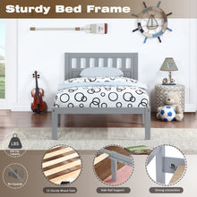Load image into Gallery viewer, iRerts Wood Twin Bed Frame, Modern Twin Platform Bed Frame with Headboard, Wood Support Slats, Twin Size Bed Frame No Box Spring Needed, Bed Frame Twin Size for Kids Teens Adults Bedroom, Gray