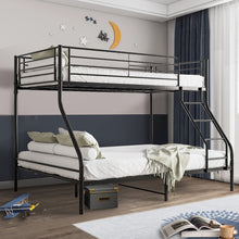 Load image into Gallery viewer, iRerts Metal Bunk Beds Twin over Full, Heavy Duty Bunk Beds Twin over Full for Kids Adults, Twin over Full Bunk Bed with Safety Guardrail, No Box Spring Needed, Noise Free, Black