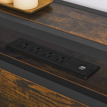 Load image into Gallery viewer, iRerts Queen Bed Frame with LED Lights, Industrial Metal Queen Platform Bed Frame with Headboard, Charging Station, Storage Shelves, Queen Size Bed Frame No Box Spring Needed for Bedroom, Black