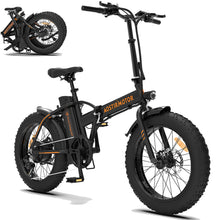 Load image into Gallery viewer, Electric Bikes for Adults, iRerts Portable Folding Electric Bike with 500W Motor, 20" Fat Tire 3 Riding Modes and Removable Battery, Beach Snow Bicycle Electric Bikes for Men Women Teens, Black