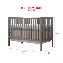 Load image into Gallery viewer, iRerts 5 In 1 Convertible Baby Crib, Wood Convertible Crib Toddler Bed with Wood Legs, Converts from Baby Crib to Toddler Bed, Fits Standard Full-Size Crib Mattress, Easy to Assemble, Gray
