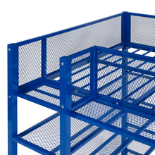 Load image into Gallery viewer, iRerts Twin Size Loft Bed, Metal Twin Loft Bed Frame for Adults Teens Kids, Twin Loft Bed with 4-Tier Storage Shelves, Loft Bed Twin Size for Bedroom, Space-Saving Design, Blue