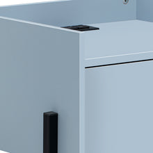 Load image into Gallery viewer, iRerts Side Table with Charging Station, Wood Nightstand with Drawer, USB Charging Ports and Black Handle, Modern Storage Bedside Table End Table for Bedroom Living Room, Blue