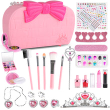 Load image into Gallery viewer, iRerts Kids Makeup Set, 26 Pcs Kids Makeup Kit for Girls Birthday Gifts, Little Girls Real Washable Makeup Kit Toddlers Dress up Set with Cosmetic Case, Birthday Gift Toys for 4-9 Years Girls, Pink