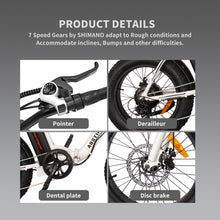 Load image into Gallery viewer, iRerts Folding Electric Bike, 500W Electric Bicycle for Adults Teens with 3 Riding Modes, Removable Battery and 20" Fat Tire, Portable Adult Electric Bike Beach Snow Bicycle for Commute School, White