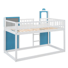 Load image into Gallery viewer, iRerts Wood Kids Loft Bed for Boys Girls, Train Shape Twin Size Loft Bed Frame with Window, Ladders and Guardrails, Spacious Under Bed Space, Playhouse Twin Loft Beds Bedroom Furniture, Blue