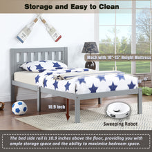 Load image into Gallery viewer, iRerts Wood Twin Bed Frame, Modern Twin Platform Bed Frame with Headboard, Wood Support Slats, Twin Size Bed Frame No Box Spring Needed, Bed Frame Twin Size for Kids Teens Adults Bedroom, Gray