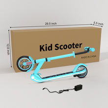 Load image into Gallery viewer, iRerts Kids Electric Scooters for 8-14 Year Old, Portable Folding Kids Scooter for Boys Girls, Adjustable Height Kids Electric Scooter with LED Display, Rear Brake, 7" Wheel, Colorful Deck Light, Blue