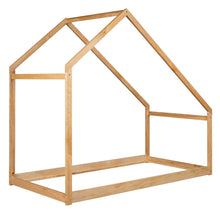 Load image into Gallery viewer, iRerts Twin House Bed with Roof, Wood Kids Twin Bed Frame House Bed, Toddler House Bed Frame for Boys Girls, Twin Floor Bed Frame for Kids Bedroom Living Room, Natural