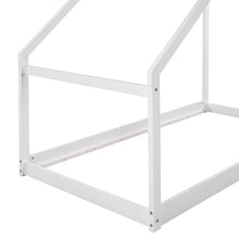 Load image into Gallery viewer, iRerts Twin House Bed with Roof, Wood Kids Twin Bed Frame House Bed, Toddler House Bed Frame for Boys Girls, Twin Floor Bed Frame for Kids Bedroom Living Room, White