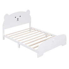 Load image into Gallery viewer, iRerts Full Bed Frame for Kids Boys Girls, Wood Full Platform Bed Frame with Bear-shaped Headboard and Footboard, Bed Frame Full Size with Slats Support, No Box Spring Needed, White