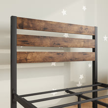 Load image into Gallery viewer, iRerts Twin Bed Frame, Industrial Metal Twin Platform Bed Frame, Twin Size Bed Frames with Headboard, Slat Support, Bed Frame Twin Size for Bedroom, No Box Spring Needed, Rustic Brown