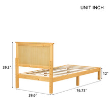 Load image into Gallery viewer, iRerts Wood Twin Bed Frame, Twin Platform Bed Frame with Headboard, Modern Twin Size Platform Bed Frame with Slat Support, Twin Size Bed Frame No Box Spring Needed for Bedroom Apartment, Natural